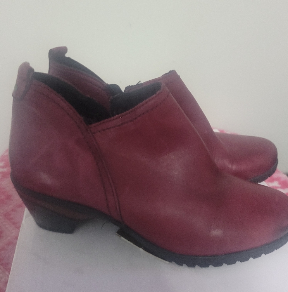 Spring Step Red Ankle Booties with Chunky Sole